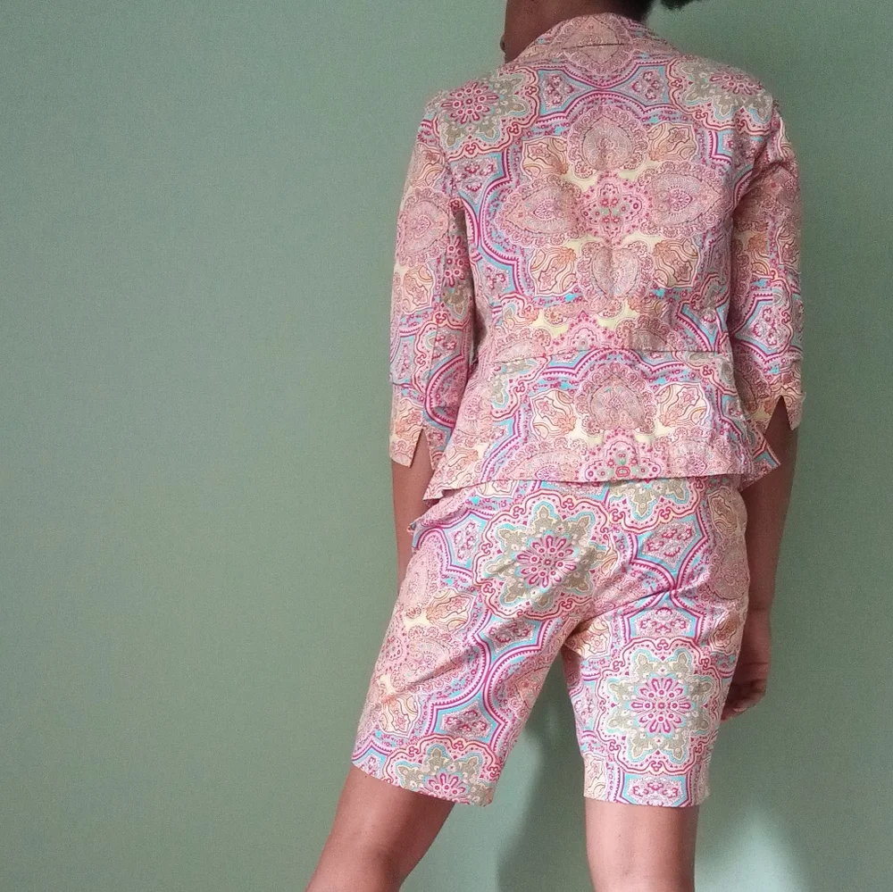 Women's charter club two-piece Paisley Blazer and short set - Picture 6 of 15